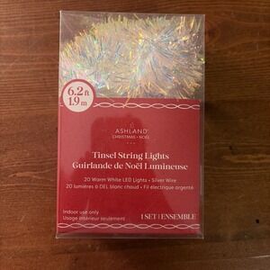 Ashland Christmas Tinsel String Lights Iradescent Silver White